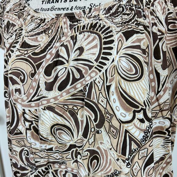 Liz Claiborne Tan white and brown paisley patterned cap sleeve blouse - Picture 8 of 9